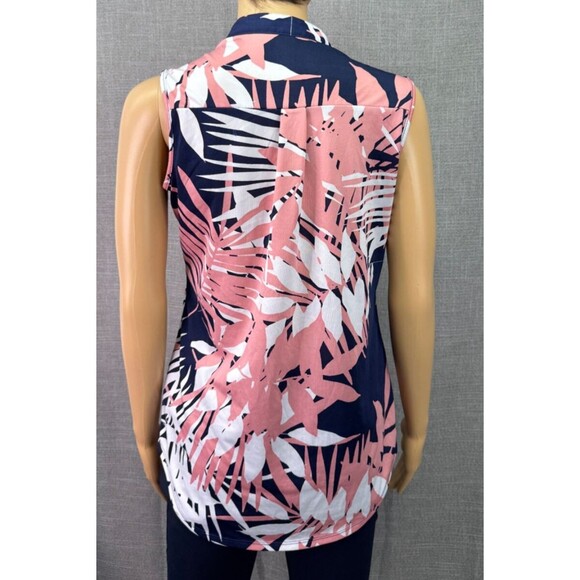 PerSeption Concept Sleeveless Blouse Tropical Print Women's Size S Blue Pink - Picture 5 of 7